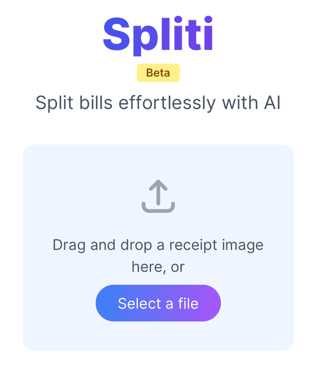 Spliti app front page